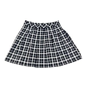 Messini Black White Plaid Pleated Mini Skirt Womens‎ Large A-Line Preppy Goth